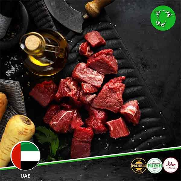 order beef boneless cubes, local slaughtered in uae at meatonclick.com